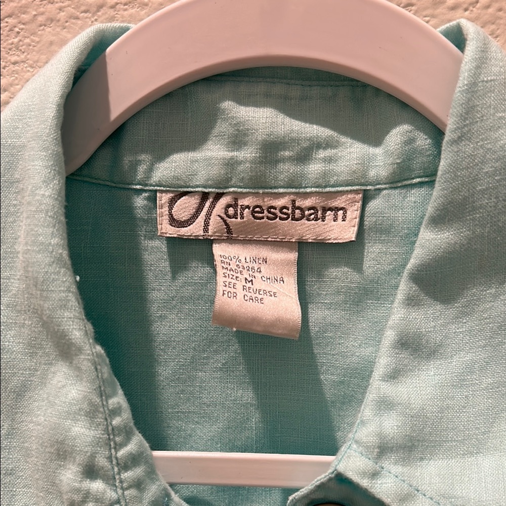 DRESSBARN Womens LINEN Acqua  casual Button-Up Shirt size M - Picture 7 of 11